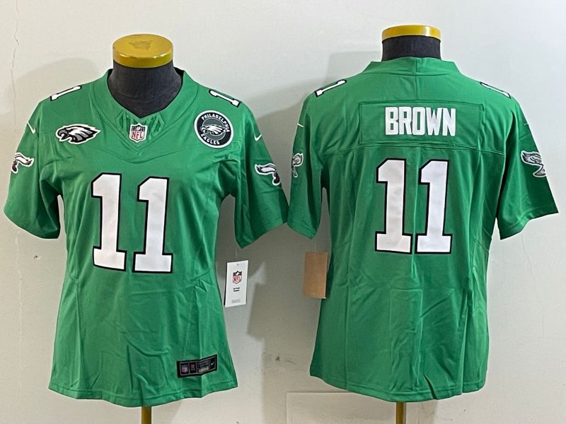 Youth Philadelphia Eagles #11 Brown Green three generations 2025 Nike Vapor Limited NFL Jersey style 5